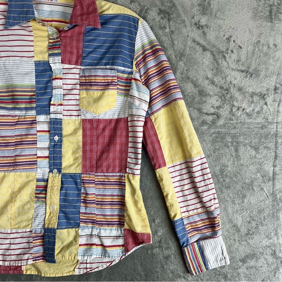 Vintage J Crew Madras Plaid Mixed Patchwork Top Small Preppy Lightweight Thin - Picture 5 of 12